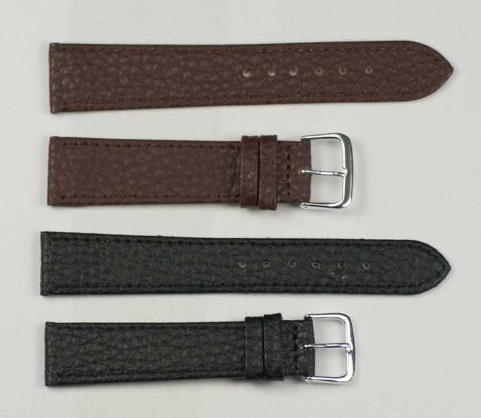 Buffalo Grained Leather watch strap replacement for formal black/brown 12mm-20mm